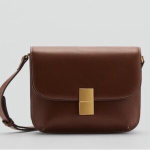Mango Brown Crossbody Bag with Gold Accent